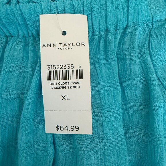 Ann Taylor Women's‎ Sky Blue Off Shoulder Peasant Top Size XL 100% Rayon Beachy - Picture 7 of 10